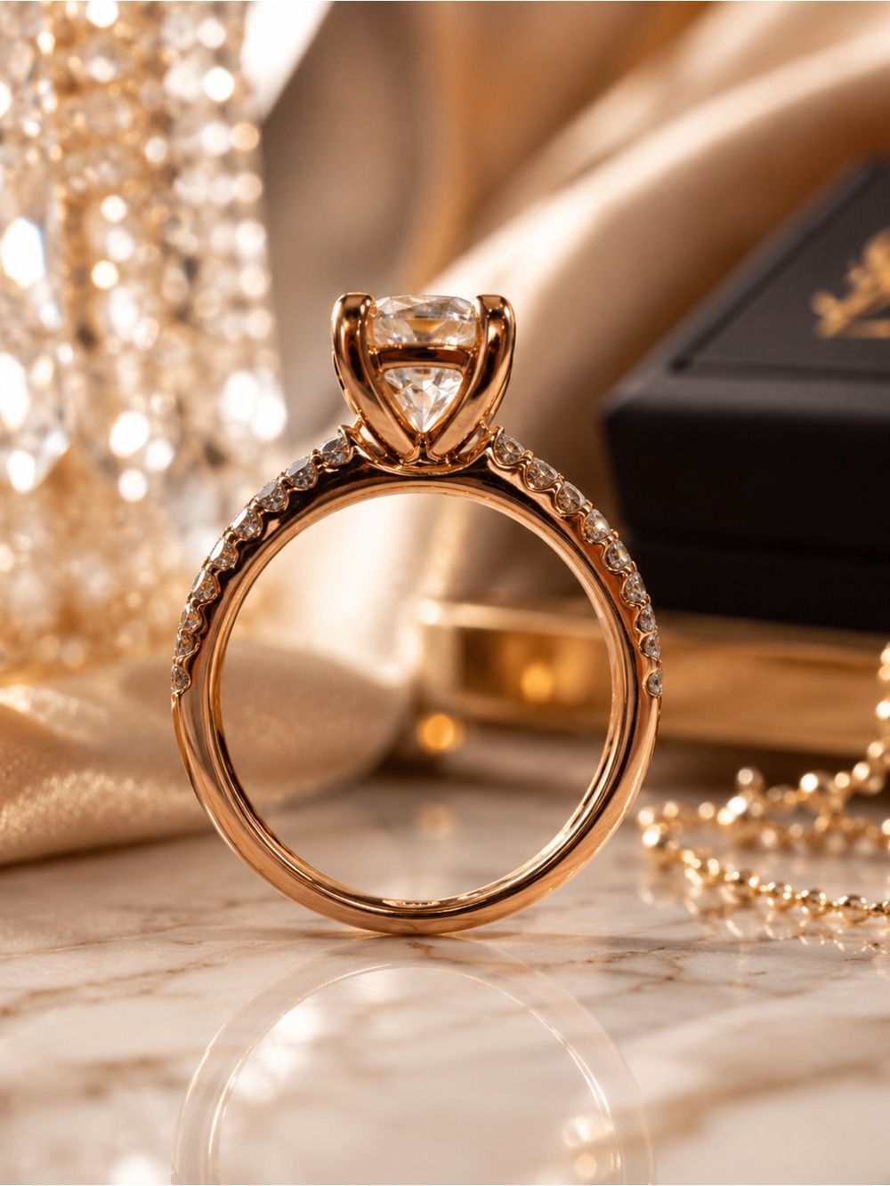 14K Rose Gold Lab Diamond Bridal Set 1.5 CTW Wedding Ring Set Size 8 - Picture 4 of 10